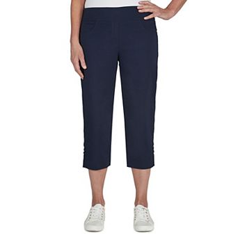 Hearts Of Palm Women's Essentials Solid Pull-on Capri Pants With Detailed Split Hem