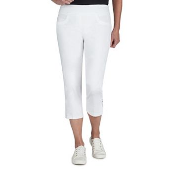 Hearts Of Palm Women's Essentials Solid Pull-on Capri Pants With Detailed Split Hem
