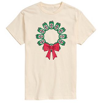 Men's Beer Christmas Wreath Graphic Tee