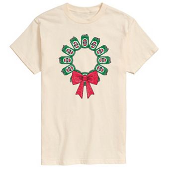 Men's Beer Christmas Wreath Graphic Tee