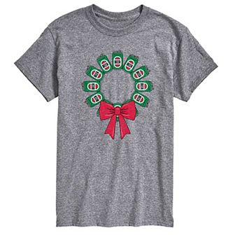 Men's Beer Christmas Wreath Graphic Tee