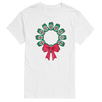Men's Beer Christmas Wreath Graphic Tee