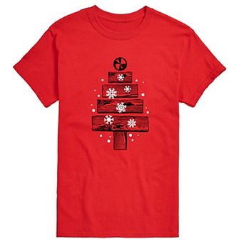 Men's Wood Planks Christmas Tree Graphic Tee