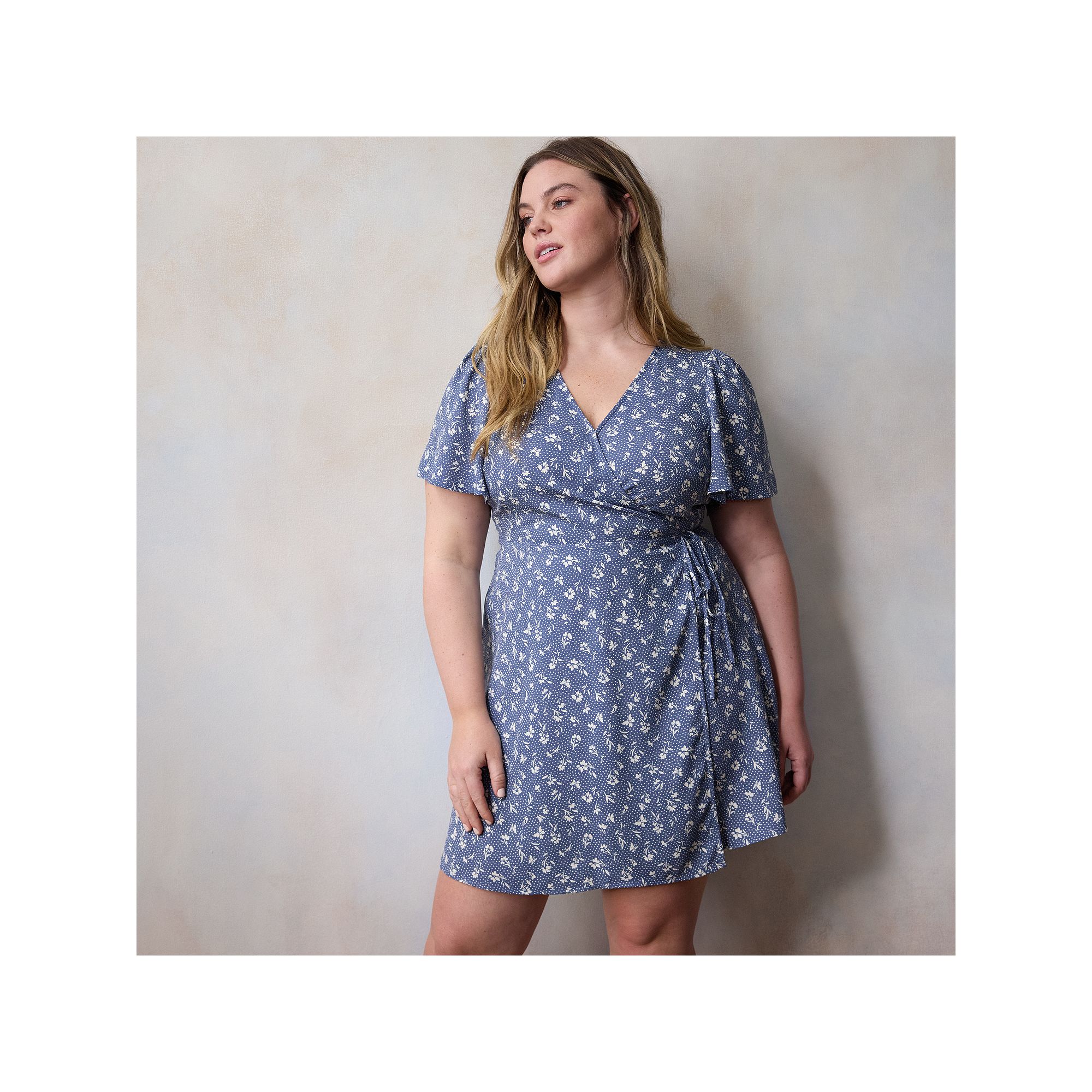 Plus Size LC Lauren Conrad Modern Wrap Mini Dress, Womens, Size: 1XL, Blue
