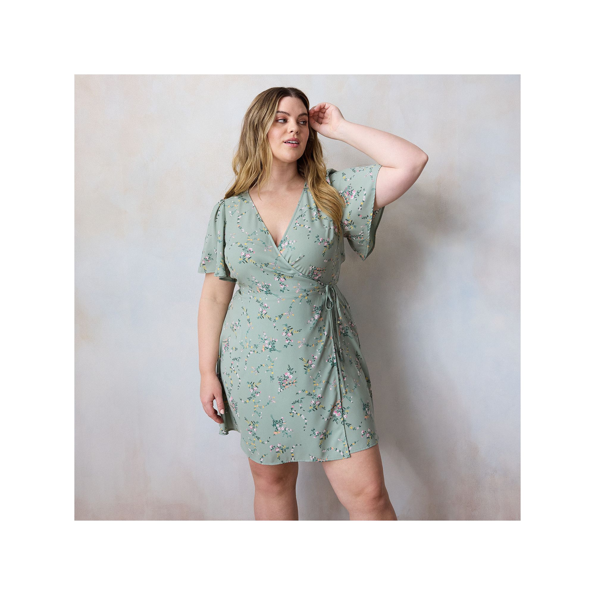 Plus Size LC Lauren Conrad Modern Wrap Mini Dress, Womens, Size: 1XL, Gree