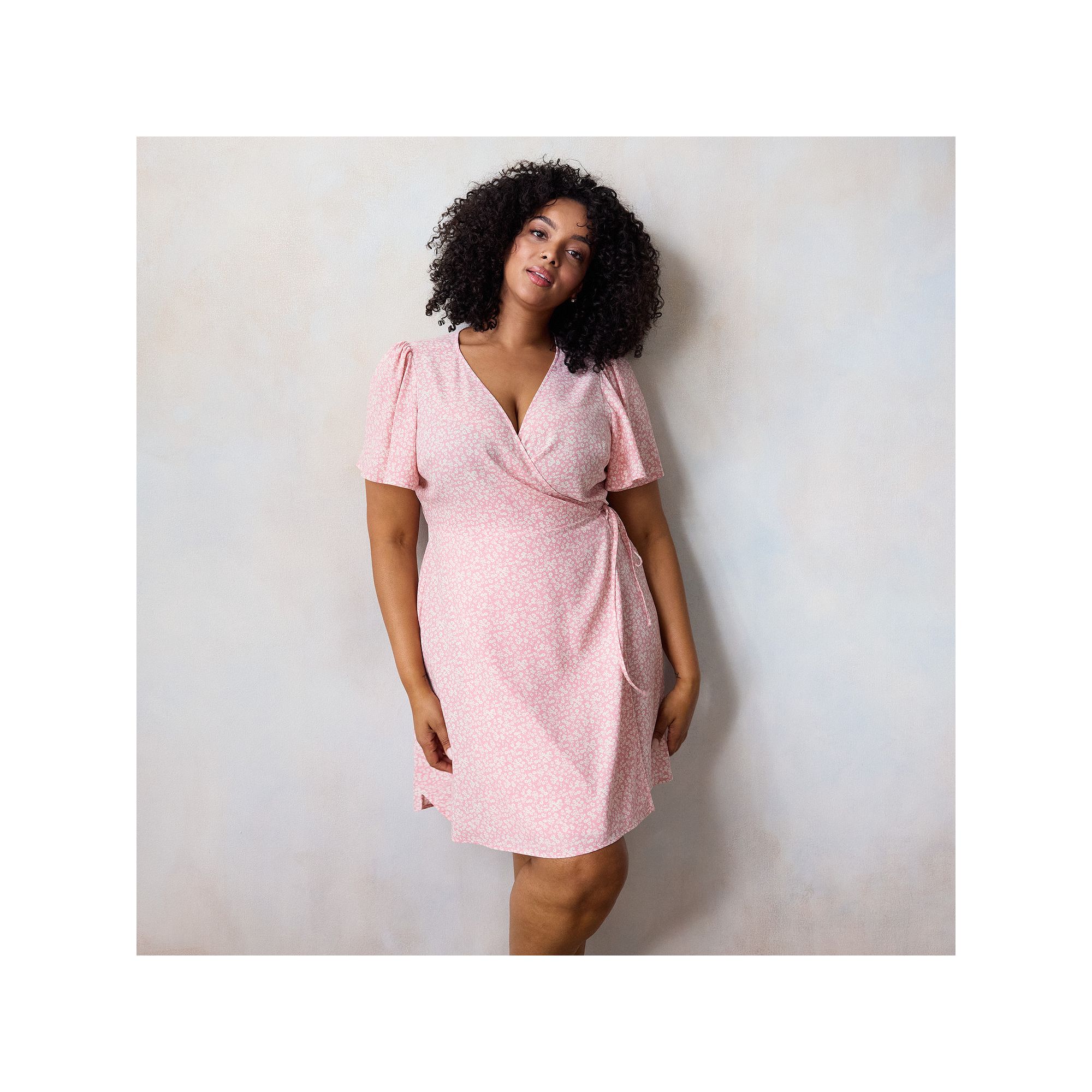 Plus Size LC Lauren Conrad Modern Wrap Mini Dress, Womens, Size: 1XL, Pink