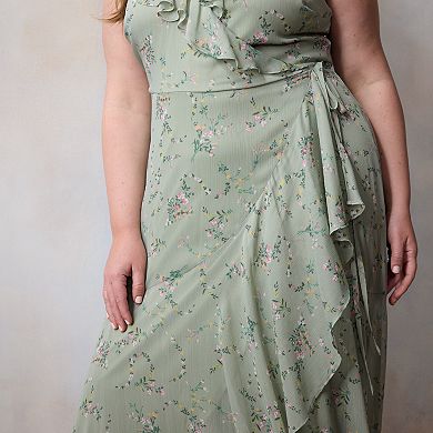Plus Size LC Lauren Conrad Flutter Sleeve Wrap Maxi Dress