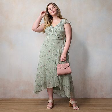 Plus Size LC Lauren Conrad Flutter Sleeve Wrap Maxi Dress