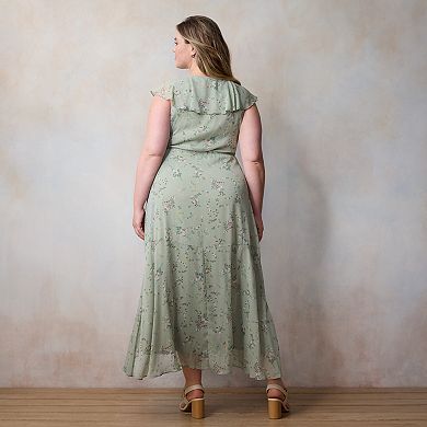 Plus Size LC Lauren Conrad Flutter Sleeve Wrap Maxi Dress