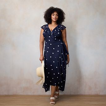 Plus Size LC Lauren Conrad Flutter Sleeve Wrap Maxi Dress