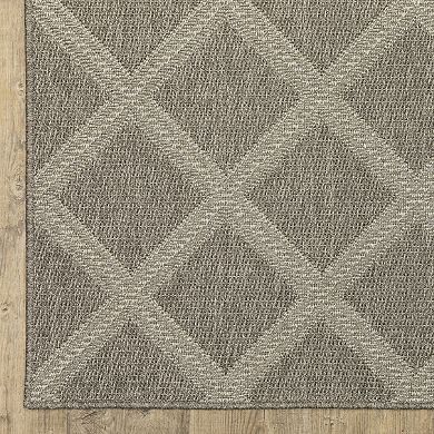 StyleHaven Celeste Lattice Grey/Light Grey Indoor/Outdoor Area or Throw Rug