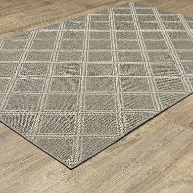 StyleHaven Celeste Lattice Grey/Light Grey Indoor/Outdoor Area or Throw Rug