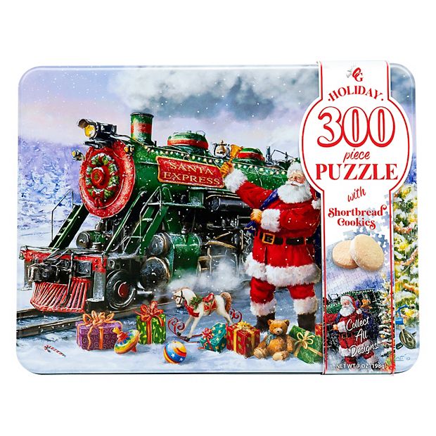Original Gourmet Santa Claus Train 300-Piece Puzzle & Tea Cookie Tin