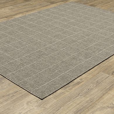 StyleHaven Celeste Gridwork Gray/Light Gray Indoor/Outdoor Area or Throw Rug