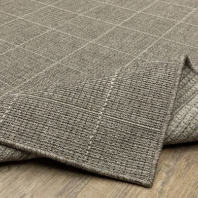 StyleHaven Celeste Gridwork Gray/Light Gray Indoor/Outdoor Area or Throw Rug