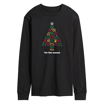 Men's Car Dashboard Christmas Tree Long Sleeve Graphic Tee