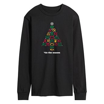 Men's Car Dashboard Christmas Tree Long Sleeve Graphic Tee