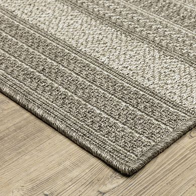 StyleHaven Celeste Stripe Gray/Light Gray Indoor/Outdoor Area or Throw Rug
