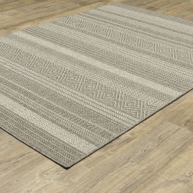 StyleHaven Celeste Stripe Gray/Light Gray Indoor/Outdoor Area or Throw Rug