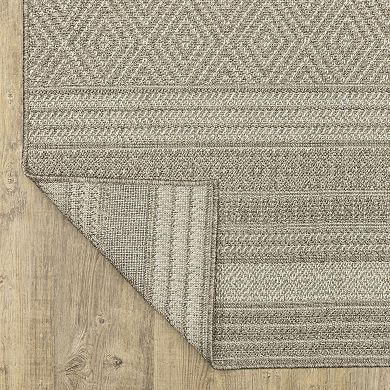 StyleHaven Celeste Stripe Gray/Light Gray Indoor/Outdoor Area or Throw Rug