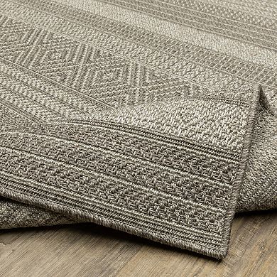 StyleHaven Celeste Stripe Gray/Light Gray Indoor/Outdoor Area or Throw Rug