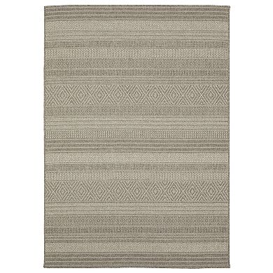 StyleHaven Celeste Stripe Gray/Light Gray Indoor/Outdoor Area or Throw Rug