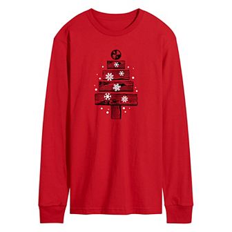 Men's Wood Planks Christmas Tree Long Sleeve Graphic Tee