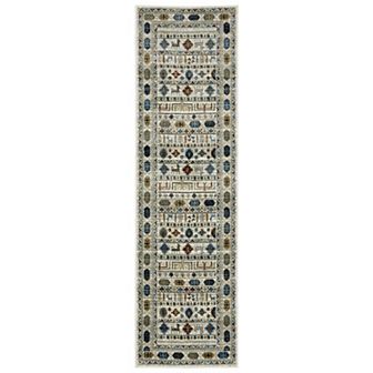 StyleHaven Valor Tribal Influence Ivory/Multi Fringed Edge Area or Throw Rug