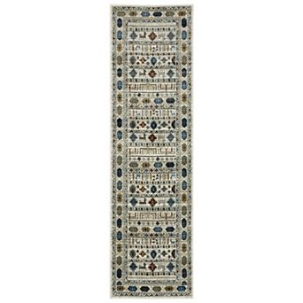 StyleHaven Valor Tribal Influence Ivory/Multi Fringed Edge Area or Throw Rug