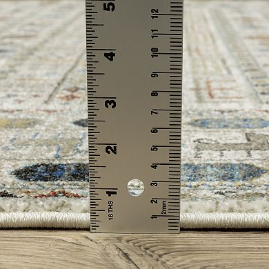 StyleHaven Valor Tribal Influence Ivory/Multi Fringed Edge Area or Throw Rug
