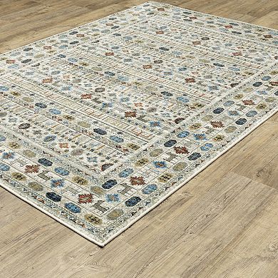 StyleHaven Valor Tribal Influence Ivory/Multi Fringed Edge Area or Throw Rug