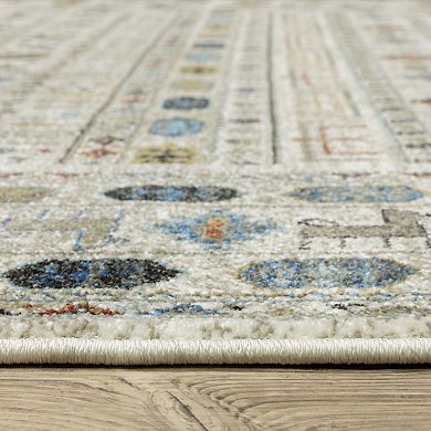 StyleHaven Valor Tribal Influence Ivory/Multi Fringed Edge Area or Throw Rug