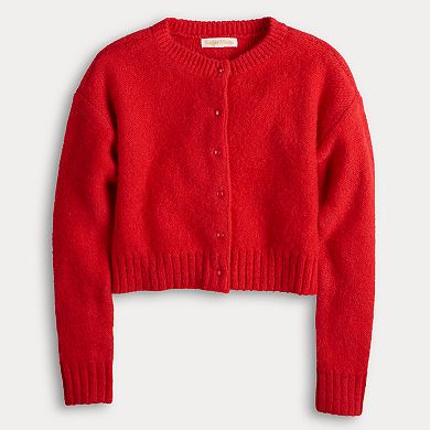 Juniors' Sugar Moon Button-Front Drop Shoulder Cardigan