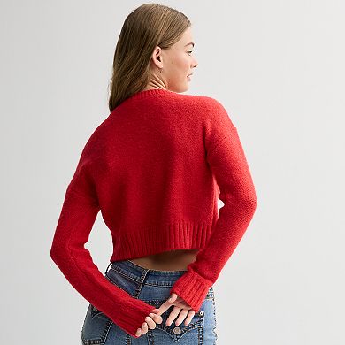 Juniors' Sugar Moon Button-Front Drop Shoulder Cardigan