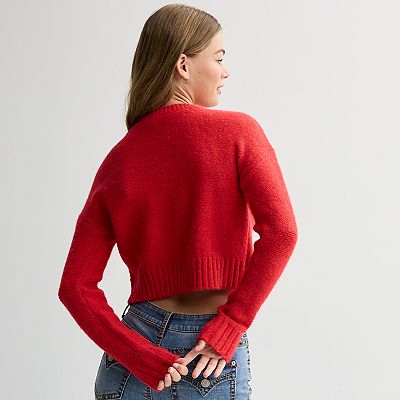 Juniors' Sugar Moon Button-Front Drop Shoulder Cardigan