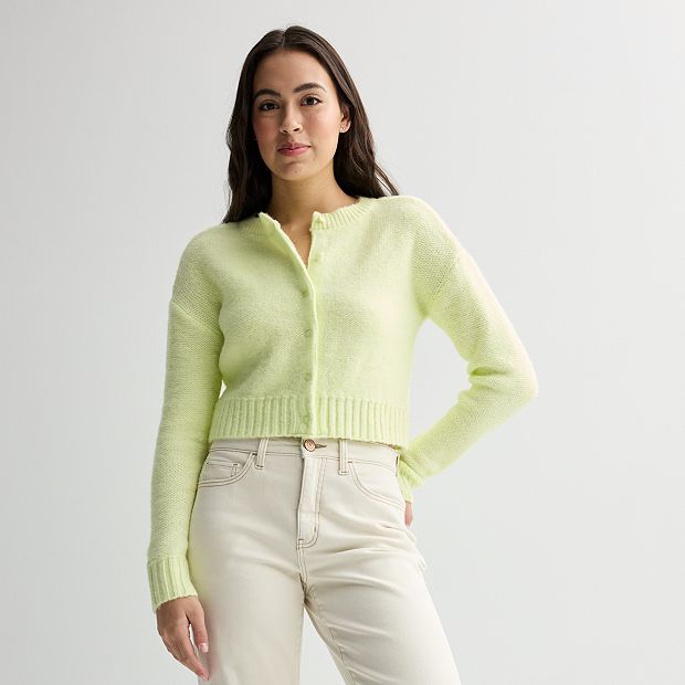 Juniors' Sugar Moon Button-Front Drop Shoulder Cardigan
