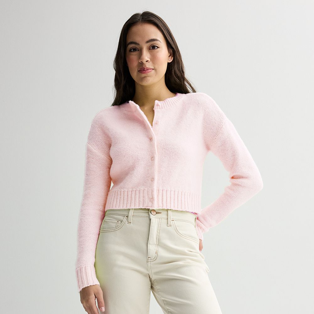 Juniors' Sugar Moon Button-Front Drop Shoulder Cardigan