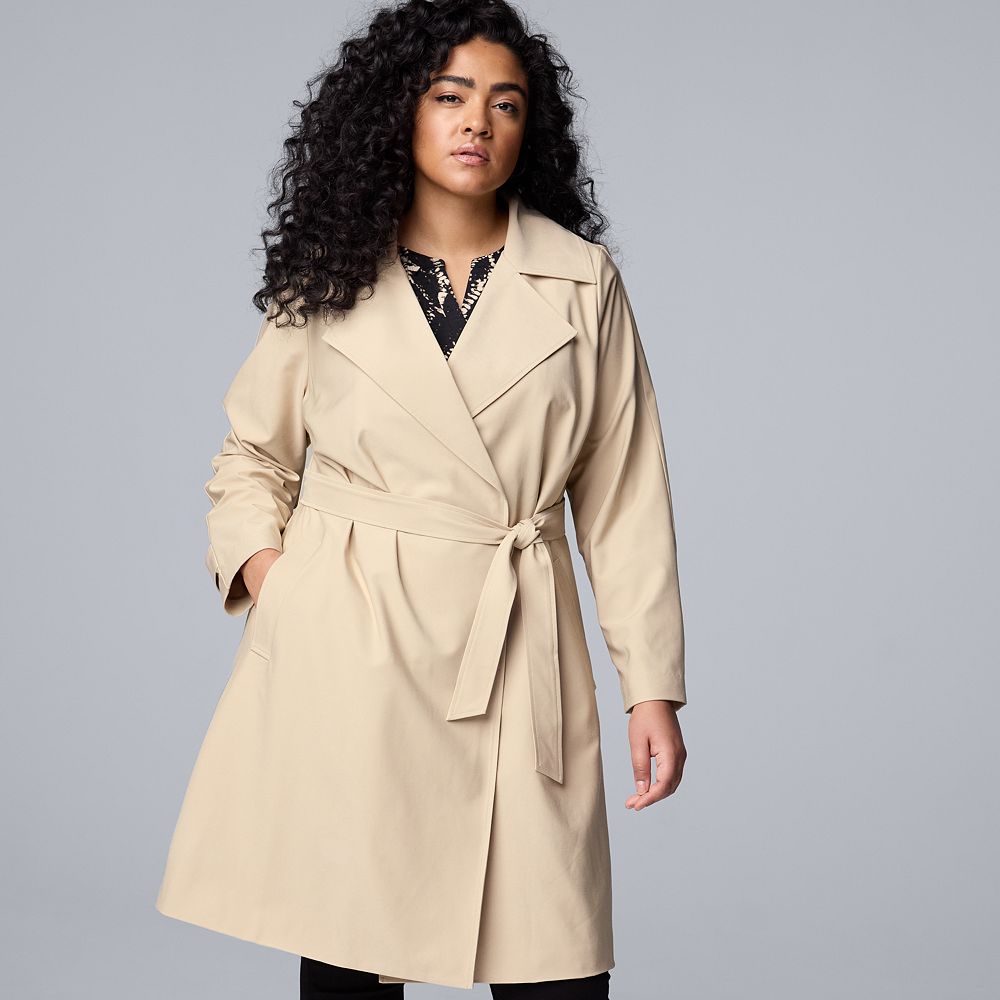 Plus Size Simply Vera Vera Wang Pleated Trench Coat