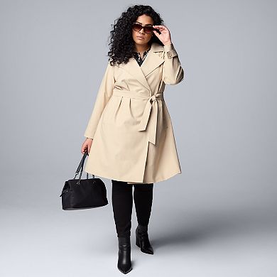Plus Size Simply Vera Vera Wang Pleated Trench Coat