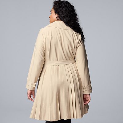 Plus Size Simply Vera Vera Wang Pleated Trench Coat