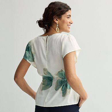 Women's Nine West Cinched Flutter Sleeve Blouse
