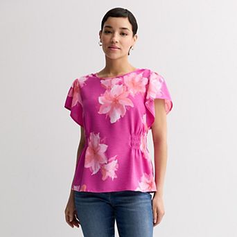 Women's Nine West Cinched Flutter Sleeve Blouse