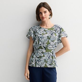 Women's Nine West Cinched Flutter Sleeve Blouse