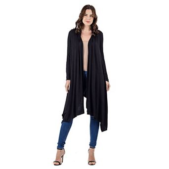 Women's 24Seven Comfort Apparel Extra Long Open Front Cardigan