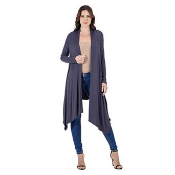 Women's 24Seven Comfort Apparel Extra Long Open Front Cardigan