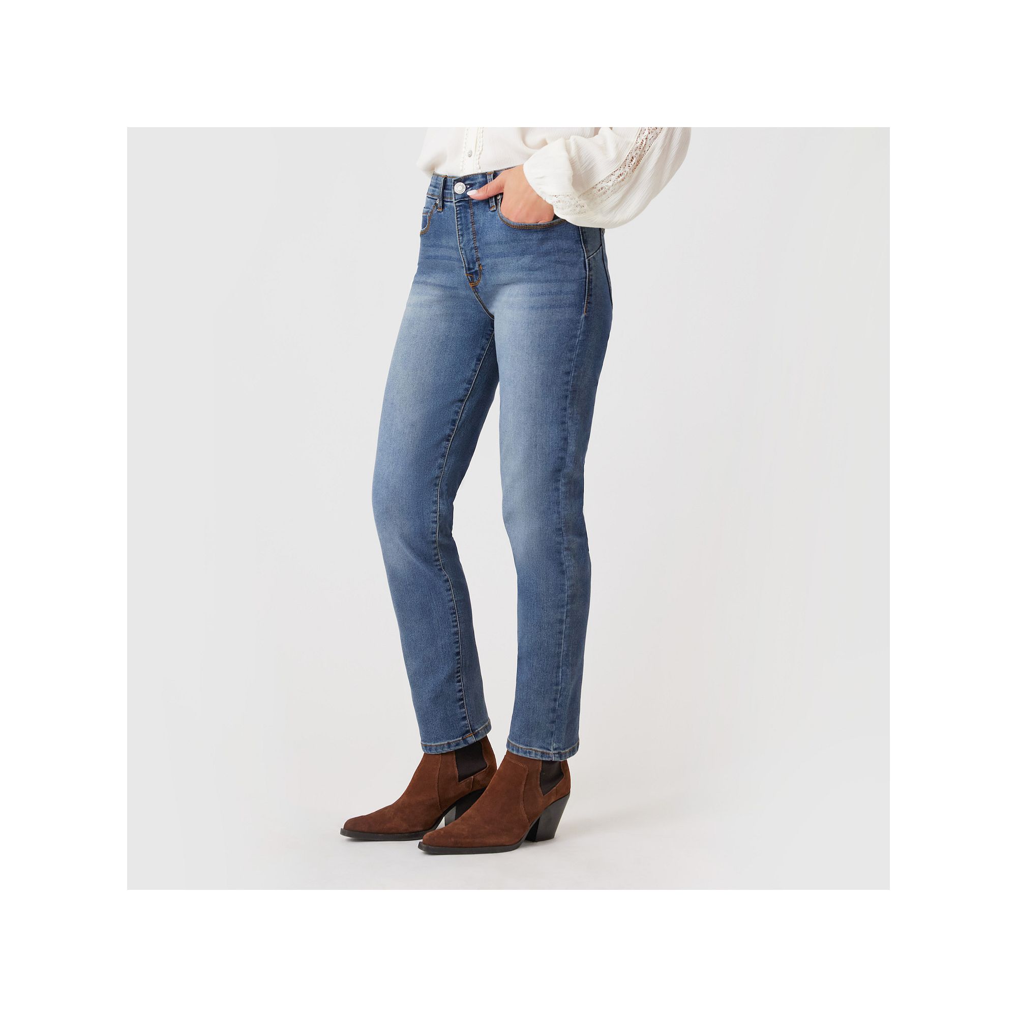 Womens Angels Forever Young Lift High Rise Straight Leg Jeans, Size: 8, Si