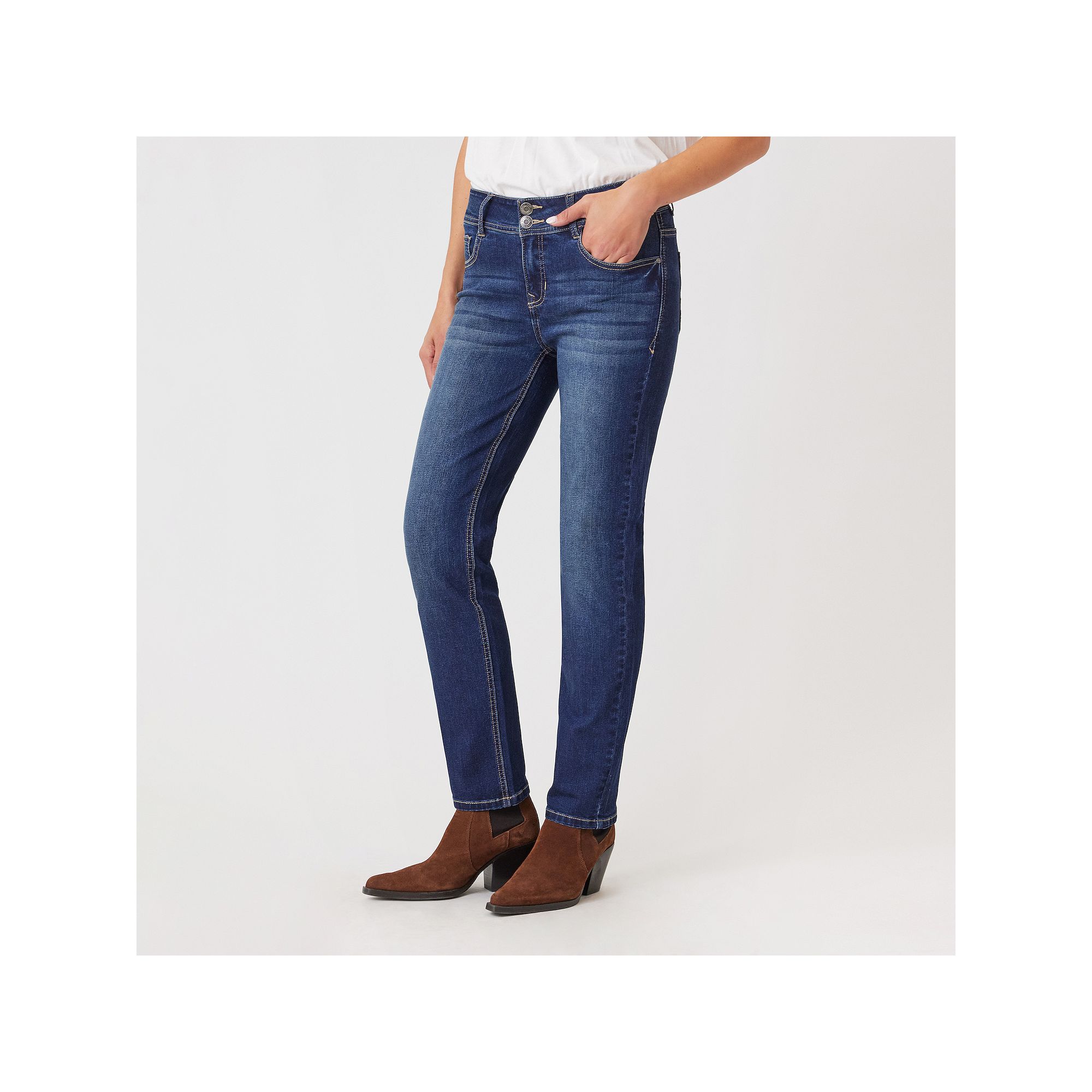 Womens Angels Forever Young Curvy Mid Rise Straight Leg Jeans, Size: 8, Bo