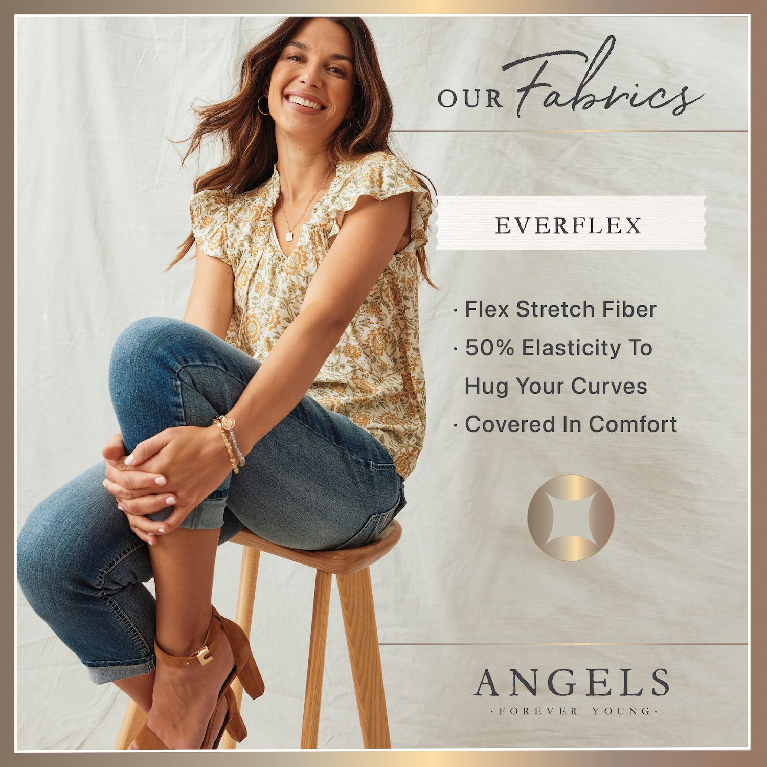 Angels Everbreeze Curvy Jeans A Zampa Donna, Vita Alta Rilassata, Tessuto Elasticizzato, Cucitura 80 Cm, Colore Denim Scuro - 4