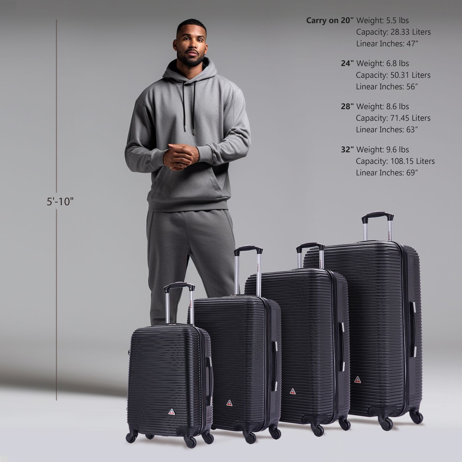 30 Inch Hardside Spinner Luggage – PC/ABS, Lightweight, Black, 4 Wheels, Unisex