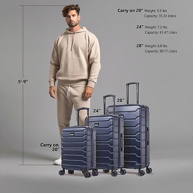 InUSA Trend 3-pc. Lightweight Hardside Spinner Luggage Set